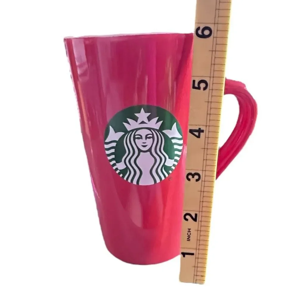 Starbucks 2021 Tall Coffee Mug, Red Classic Cup, Mermaid Green Logo  - 16 oz  **